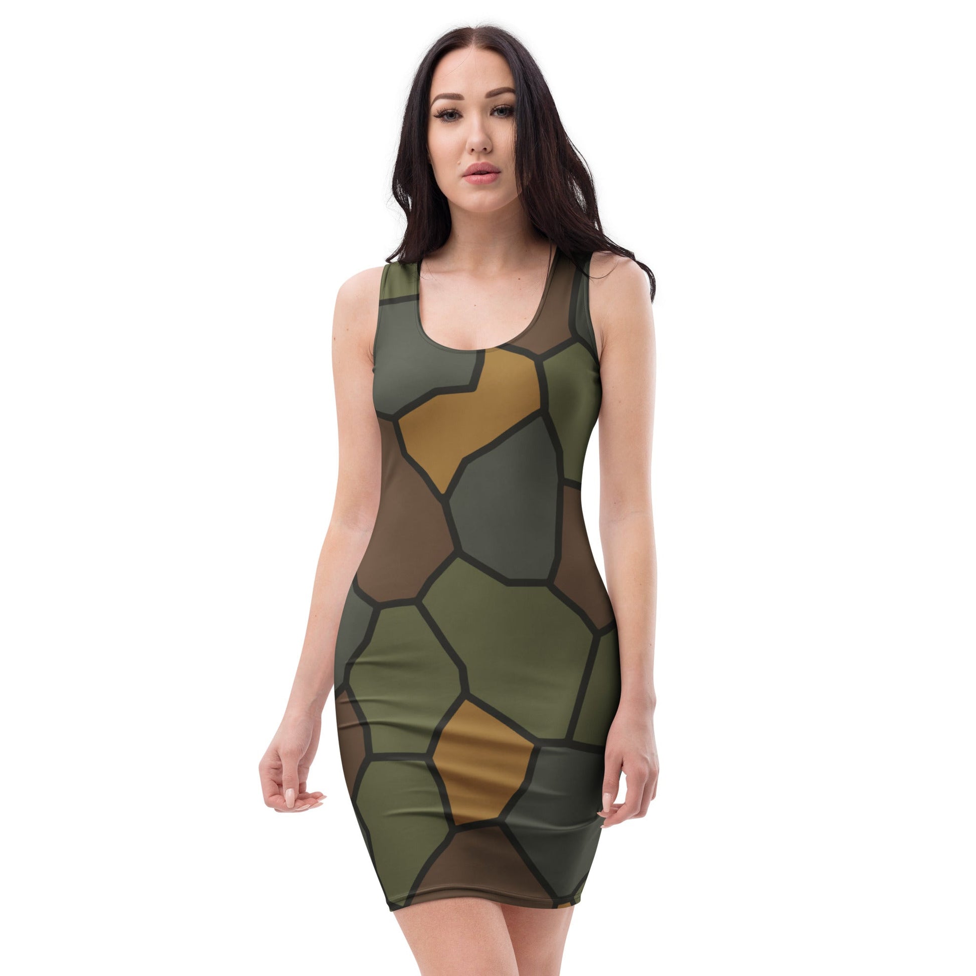 German WWI Turtle Shell Stahlhelm CAMO Womens Bodycon Dress - XS
