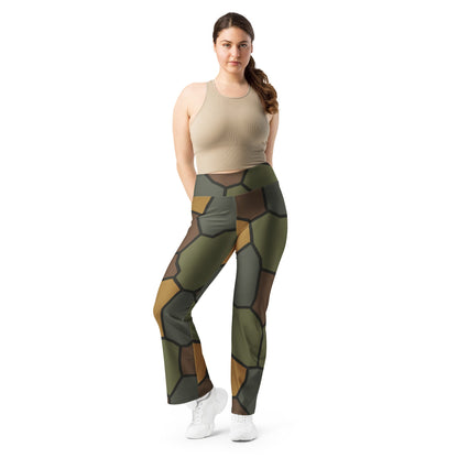 German WWI Turtle Shell Stahlhelm CAMO Womens Flare Leggings