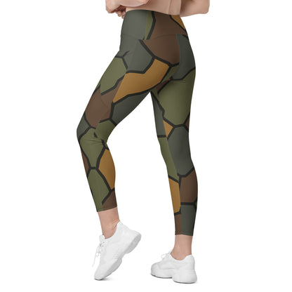 German WWI Turtle Shell Stahlhelm CAMO Womens Leggings with Pockets