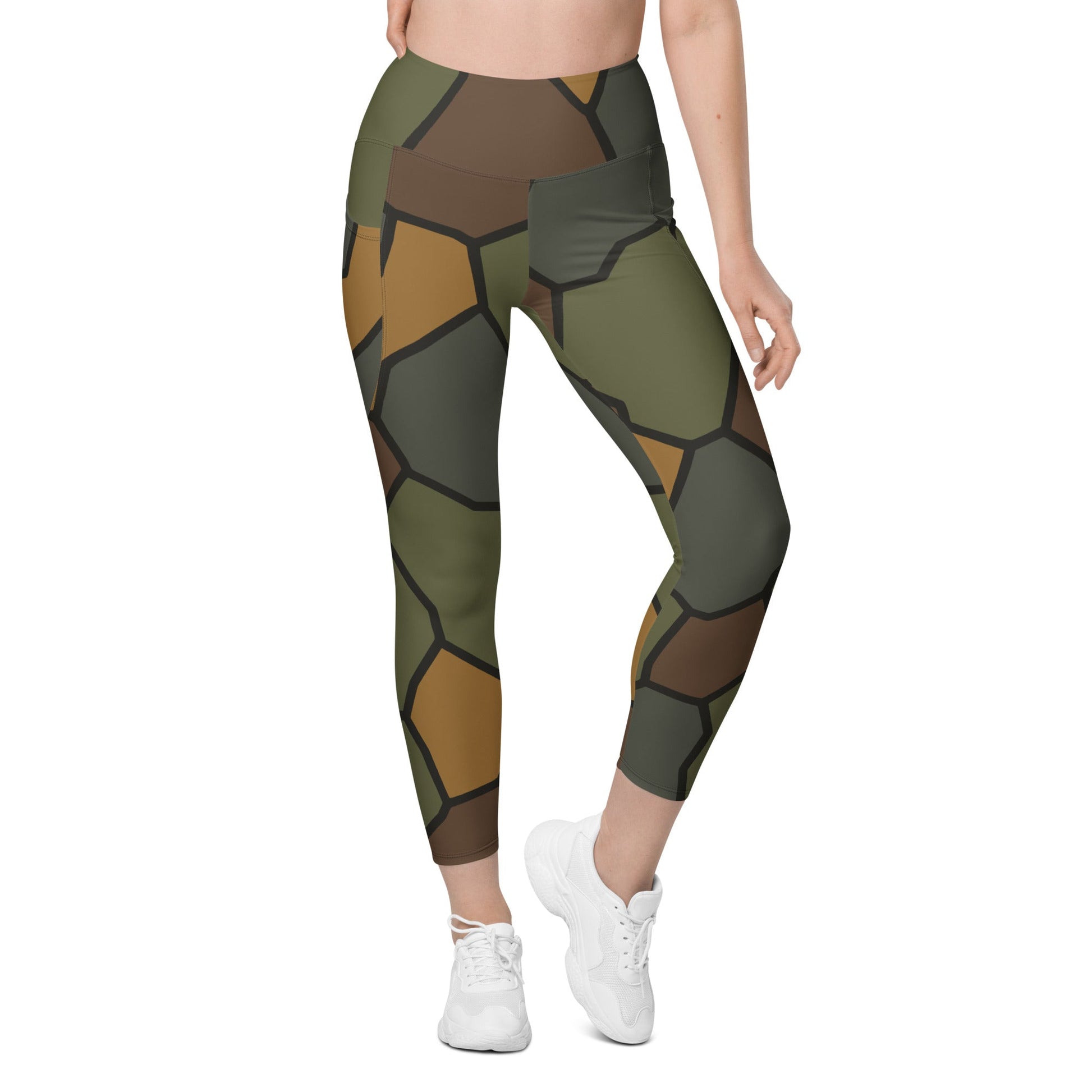 German WWI Turtle Shell Stahlhelm CAMO Womens Leggings with Pockets