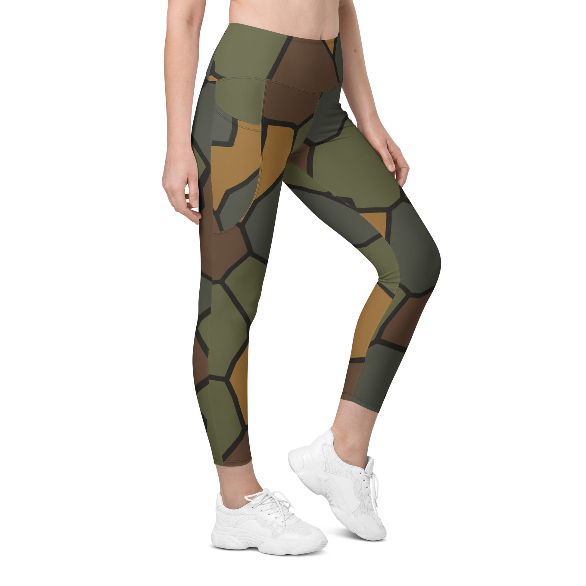 German WWI Turtle Shell Stahlhelm CAMO Womens Leggings with Pockets - 2XS