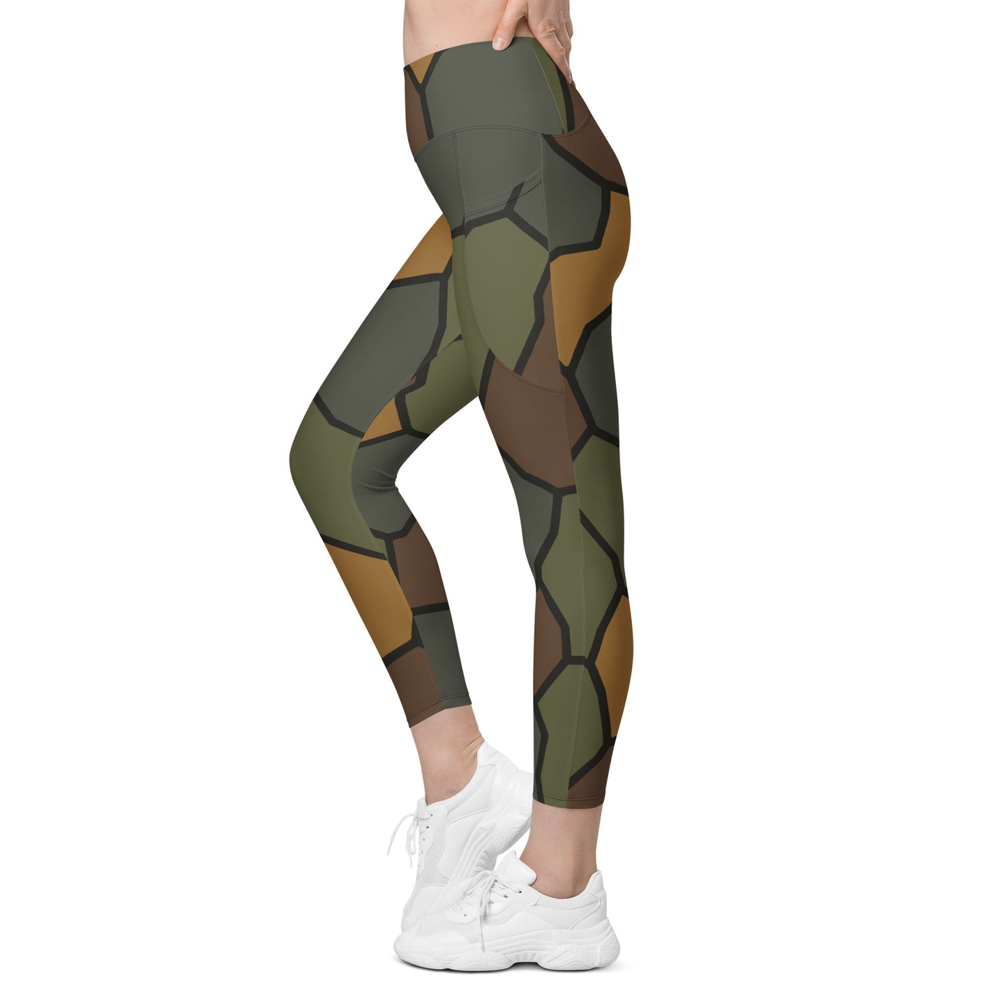 German WWI Turtle Shell Stahlhelm CAMO Womens Leggings with Pockets
