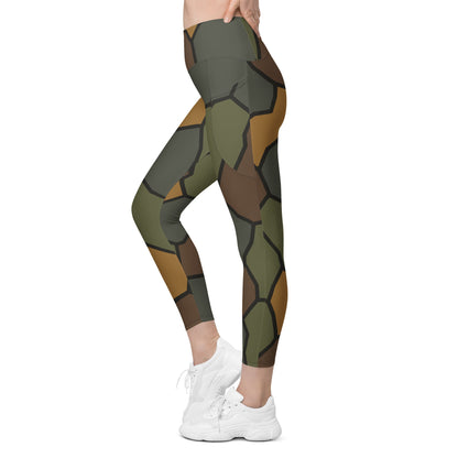German WWI Turtle Shell Stahlhelm CAMO Womens Leggings with Pockets
