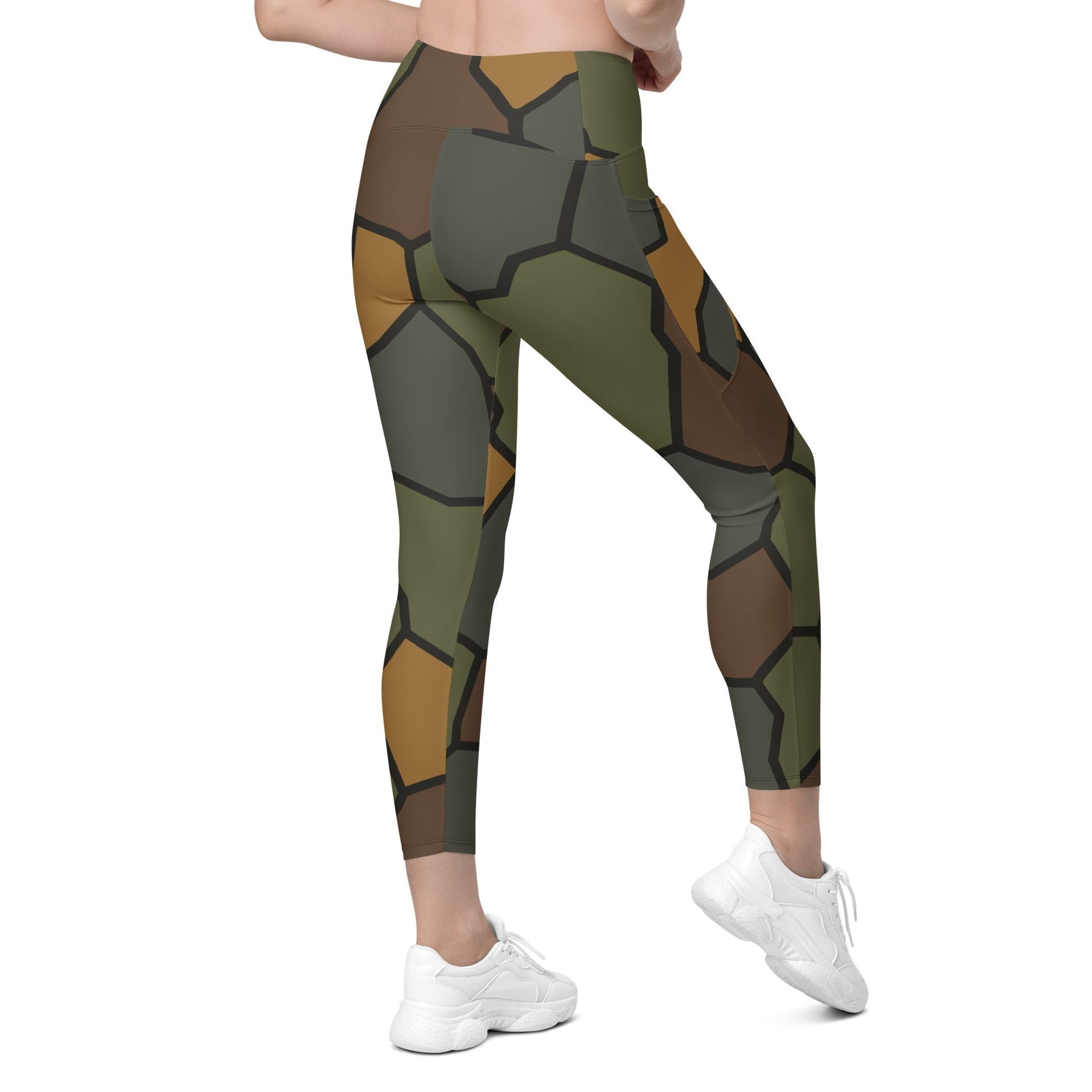 German WWI Turtle Shell Stahlhelm CAMO Womens Leggings with Pockets