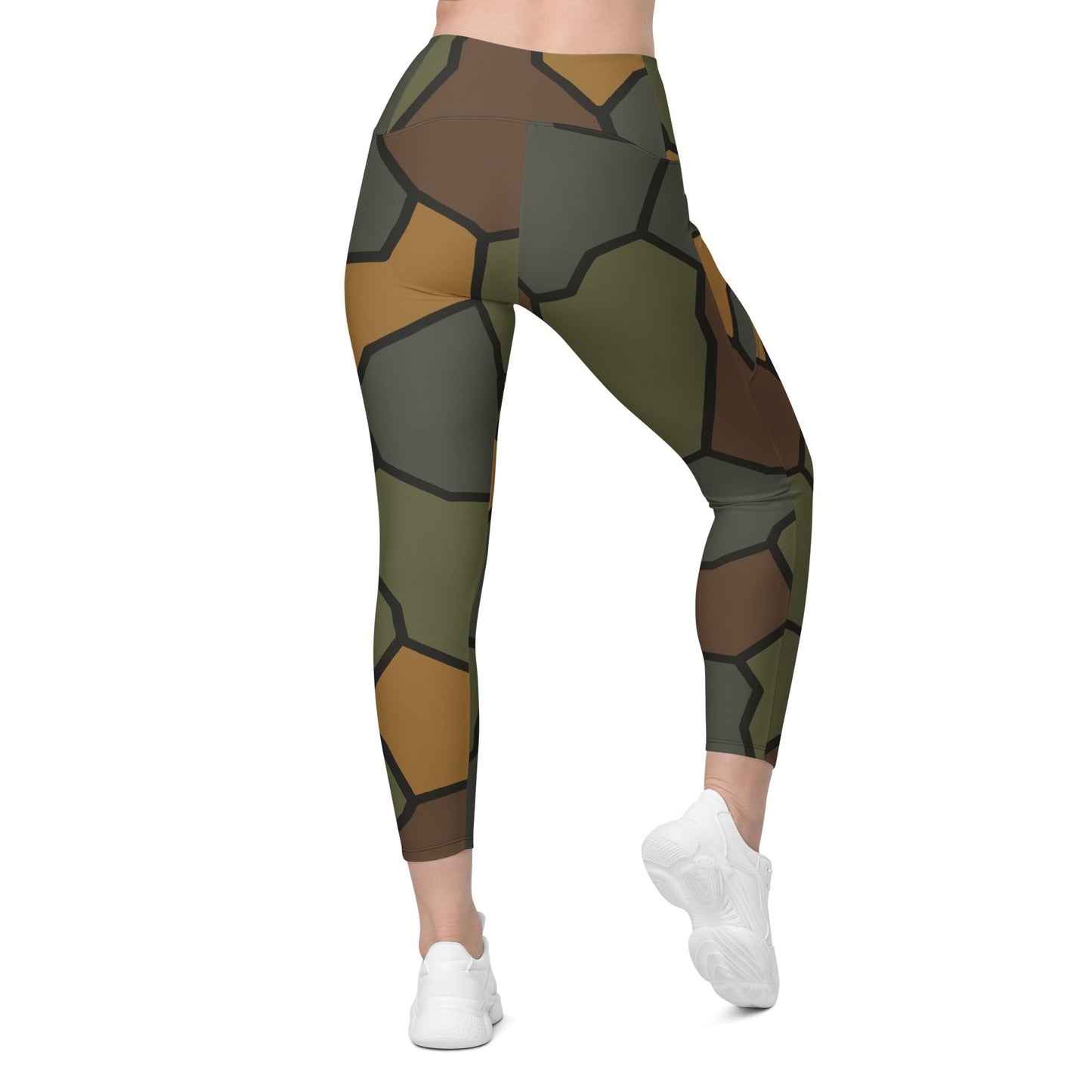 German WWI Turtle Shell Stahlhelm CAMO Womens Leggings with Pockets