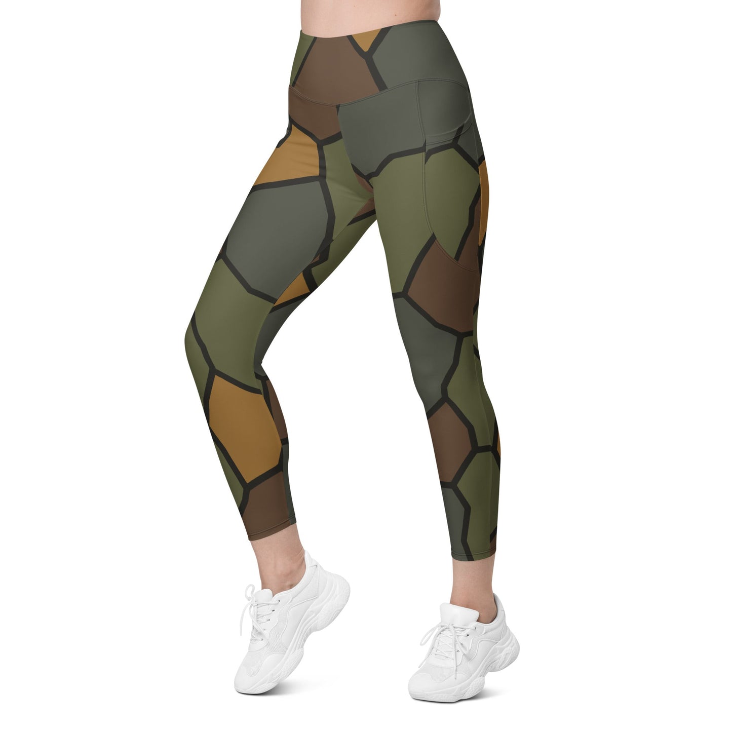 German WWI Turtle Shell Stahlhelm CAMO Womens Leggings with Pockets