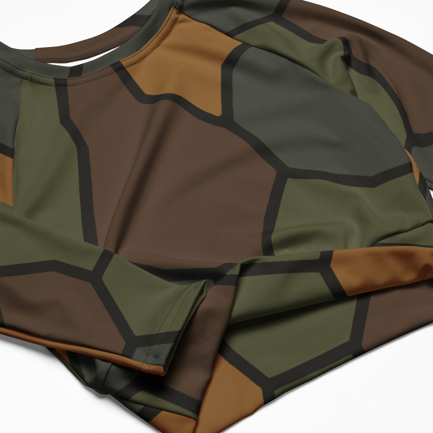 German WWI Turtle Shell Stahlhelm CAMO Womens Long-Sleeve Crop Top