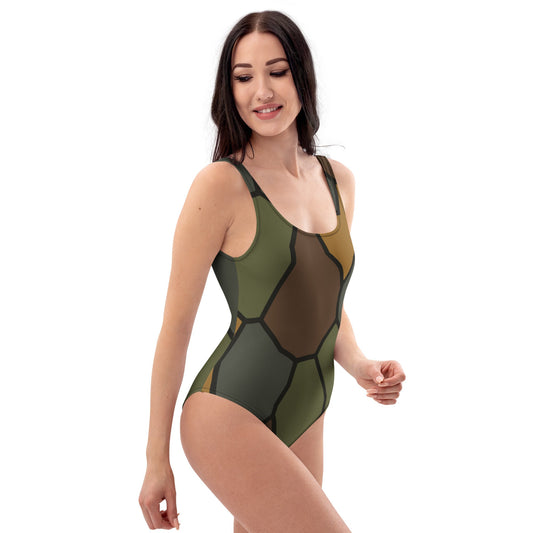 German WWI Turtle Shell Stahlhelm CAMO Womens One-Piece Swimsuit