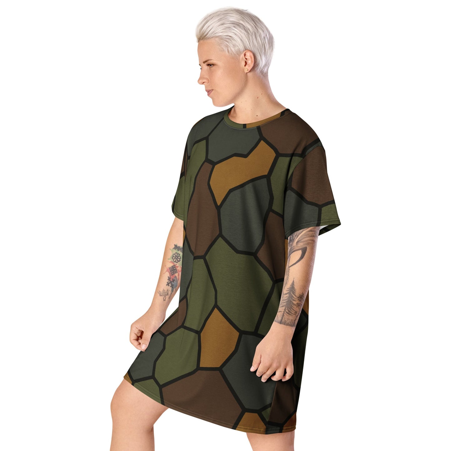 German WWI Turtle Shell Stahlhelm CAMO Womens T-Shirt Dress