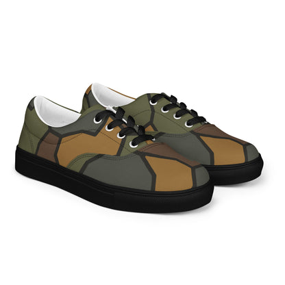 German WWI Turtle Shell Stahlhelm CAMO Mens Lace-Up Canvas Shoes - Lace-up