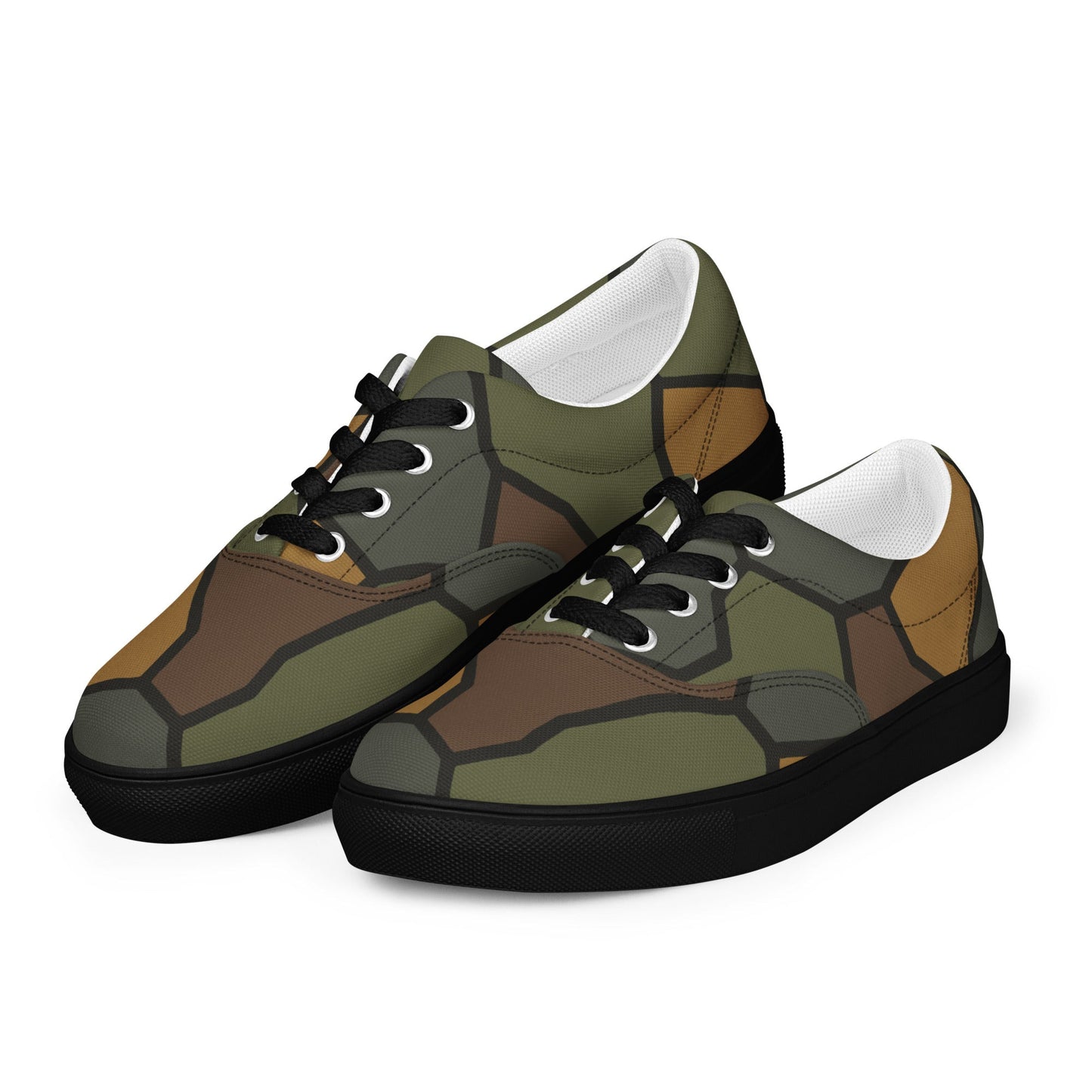 German WWI Turtle Shell Stahlhelm CAMO Mens Lace-Up Canvas Shoes - Lace-up