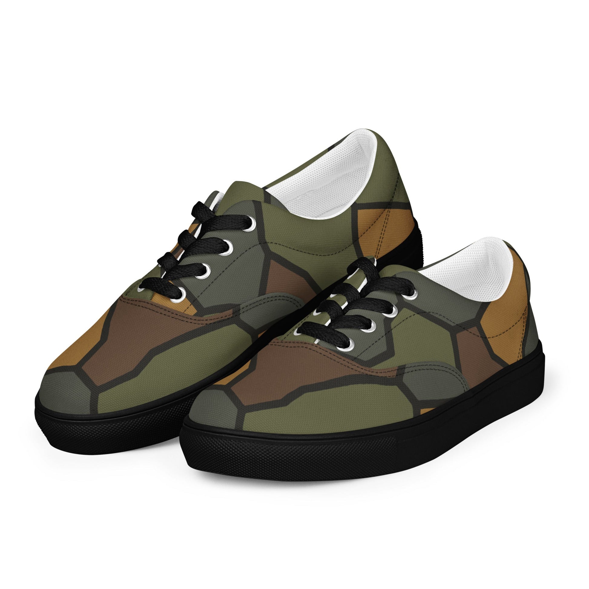 German WWI Turtle Shell Stahlhelm CAMO Mens Lace-Up Canvas Shoes - Lace-up
