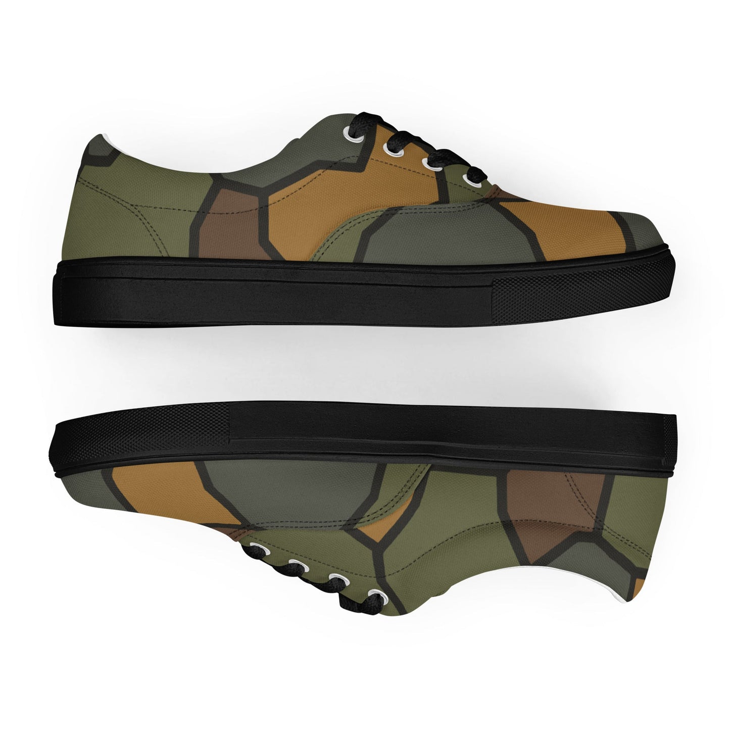 German WWI Turtle Shell Stahlhelm CAMO Mens Lace-Up Canvas Shoes - Lace-up