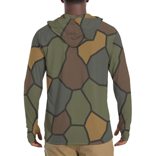 German WWI Turtle Shell Stahlhelm CAMO Mens Sunscreen Sports Hoodie With Thumb Holes