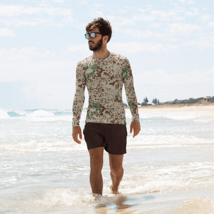 German Flecktarn Wüstentarn Desert CAMO Mens Long-Sleeve Rash Guard - XS