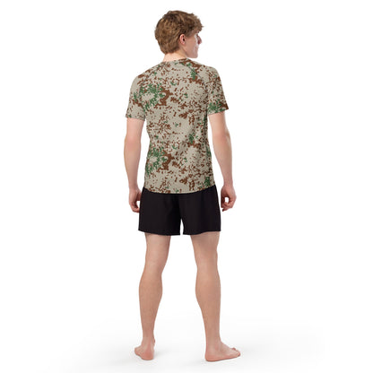 German Flecktarn Wüstentarn Desert CAMO Mens Short-Sleeve Rash Guard