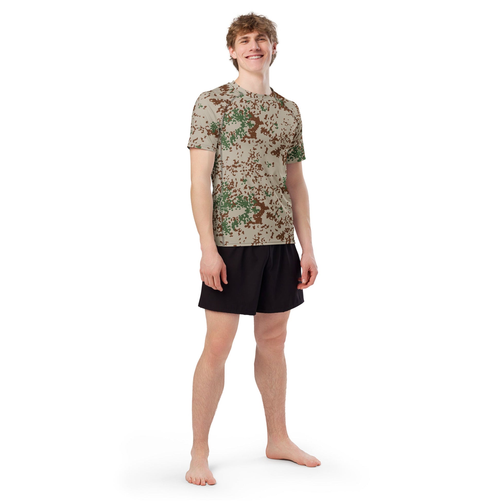German Flecktarn Wüstentarn Desert CAMO Mens Short-Sleeve Rash Guard