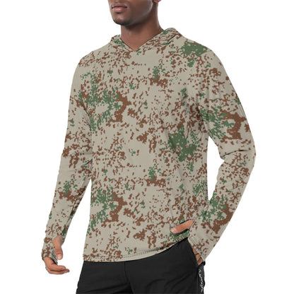 German Wüstentarn Desert CAMO Mens Sunscreen Sports Hoodie With Thumb Holes