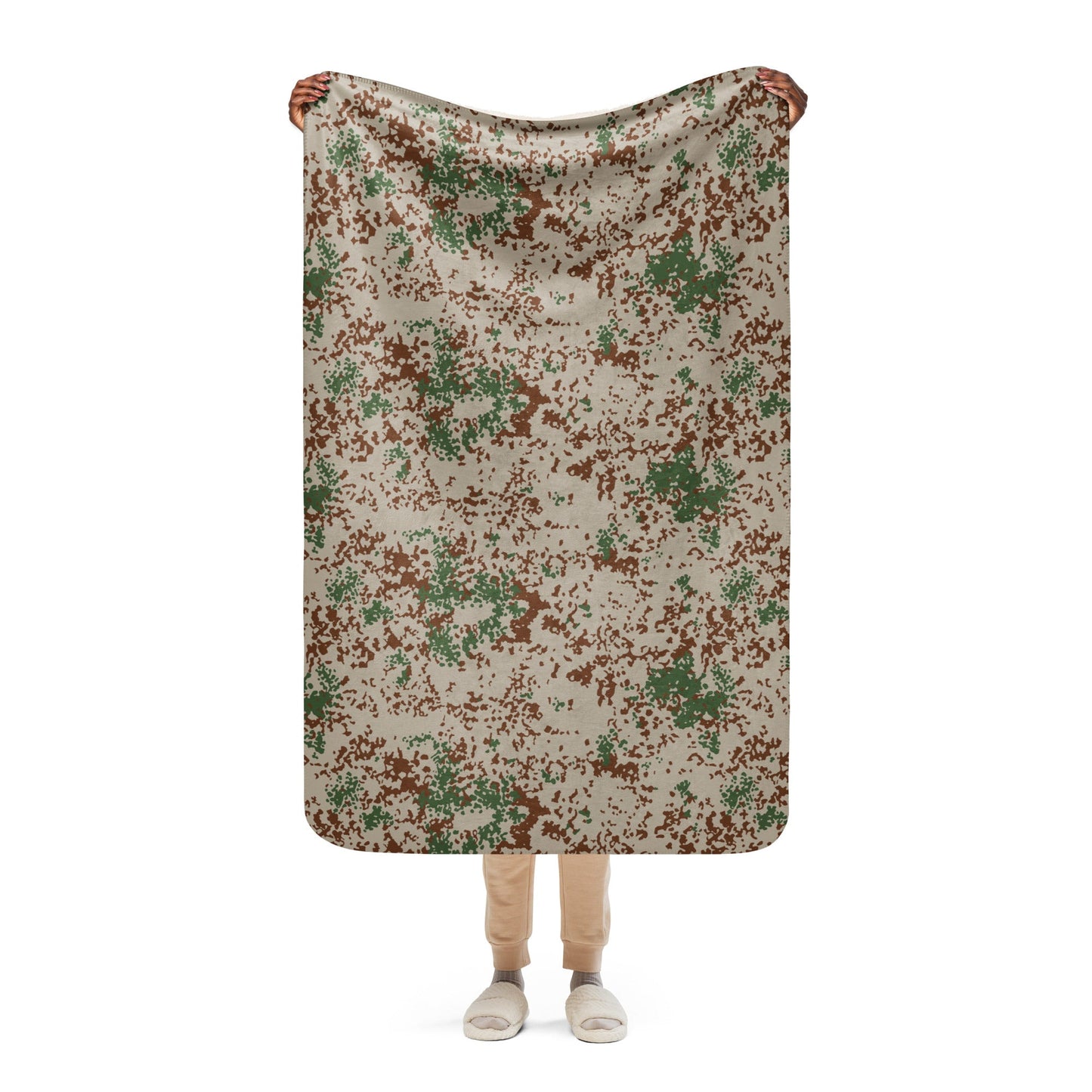 German Flecktarn Wüstentarn Desert CAMO Sherpa Blanket - 37″×57″