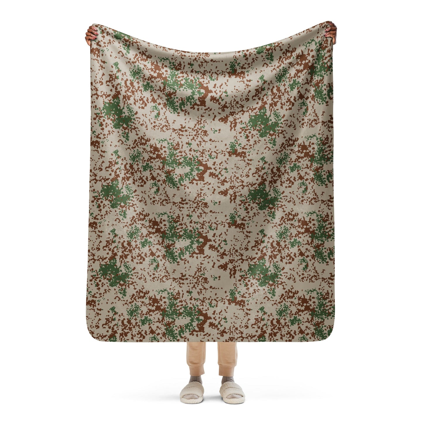German Flecktarn Wüstentarn Desert CAMO Sherpa Blanket - 50″×60″