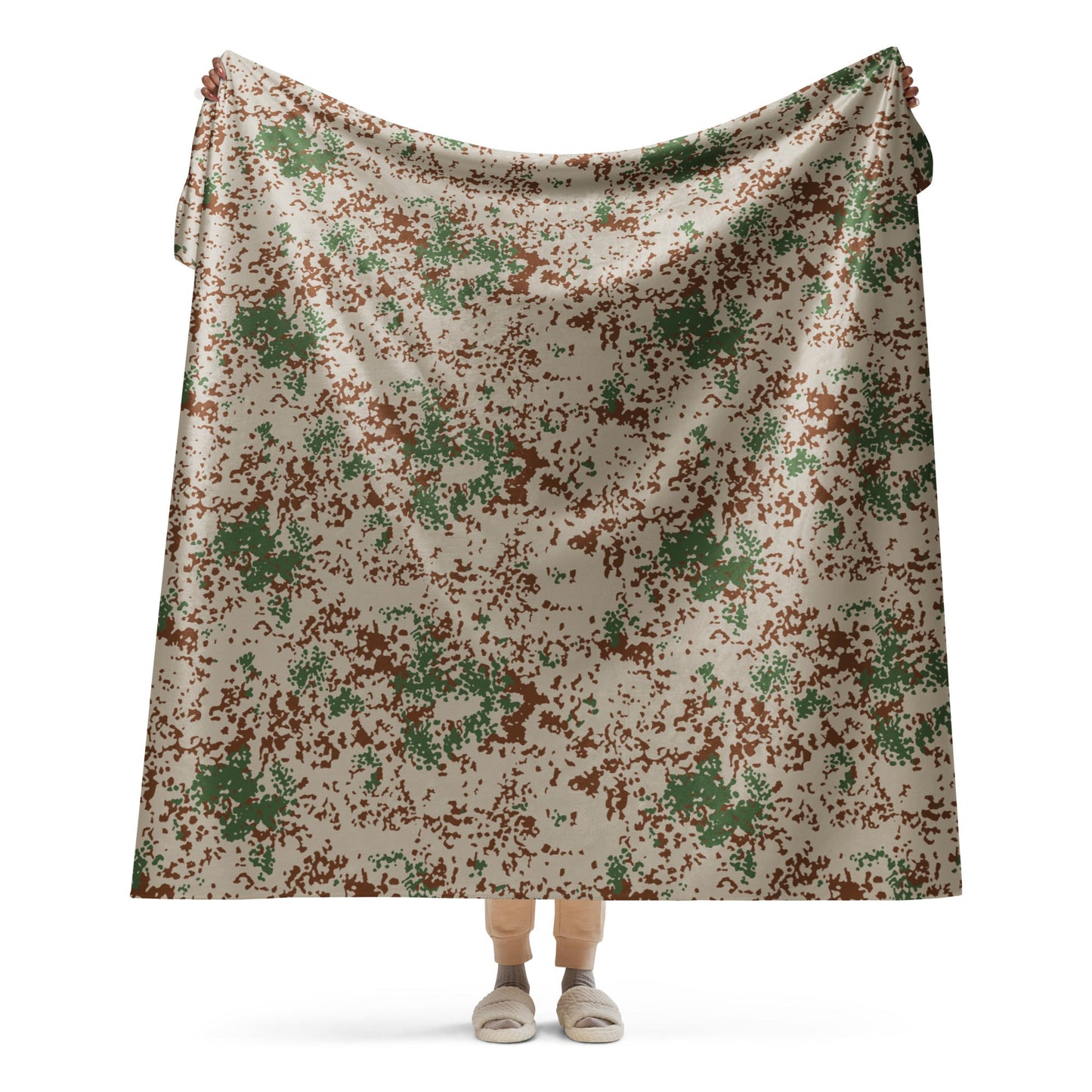 German Flecktarn Wüstentarn Desert CAMO Sherpa Blanket - 60″×80″