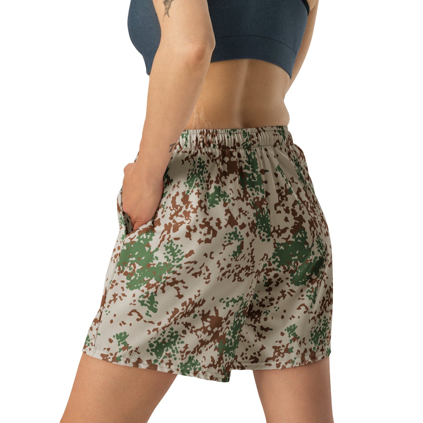 German Flecktarn Wüstentarn Desert CAMO Unisex Athletic Long Shorts