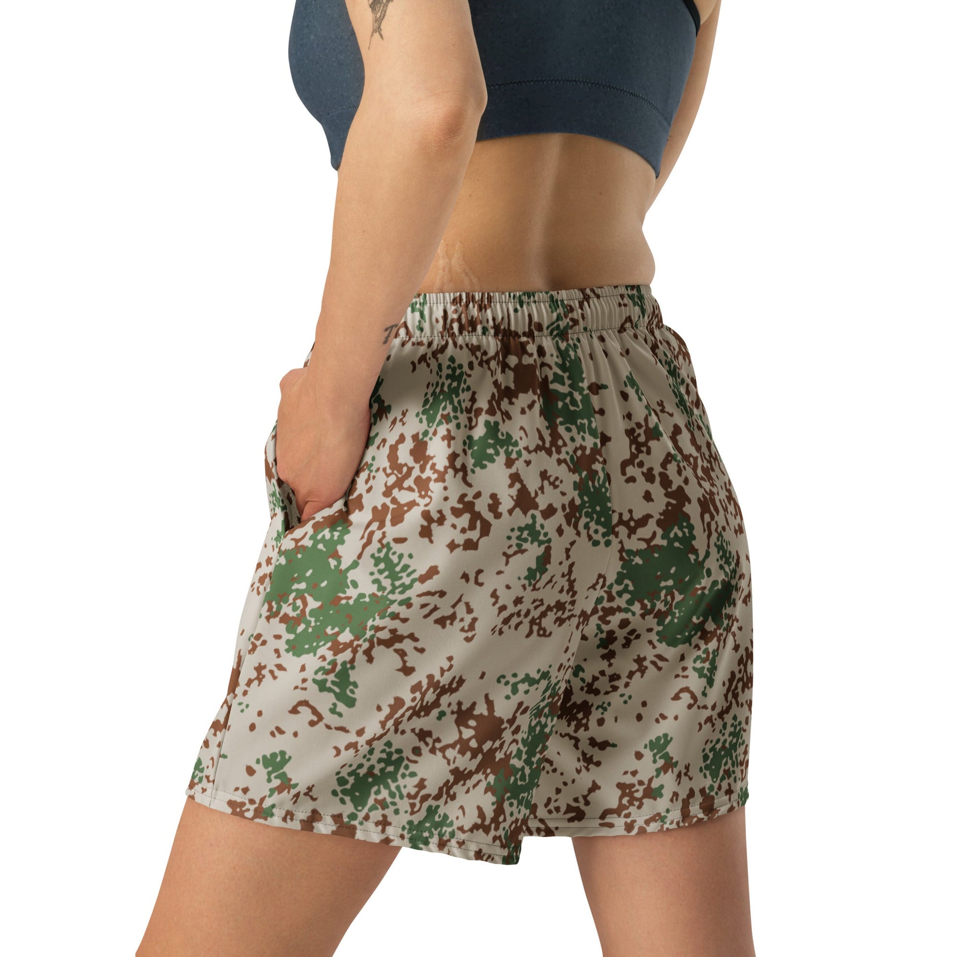 German Flecktarn Wüstentarn Desert CAMO Unisex Athletic Long Shorts