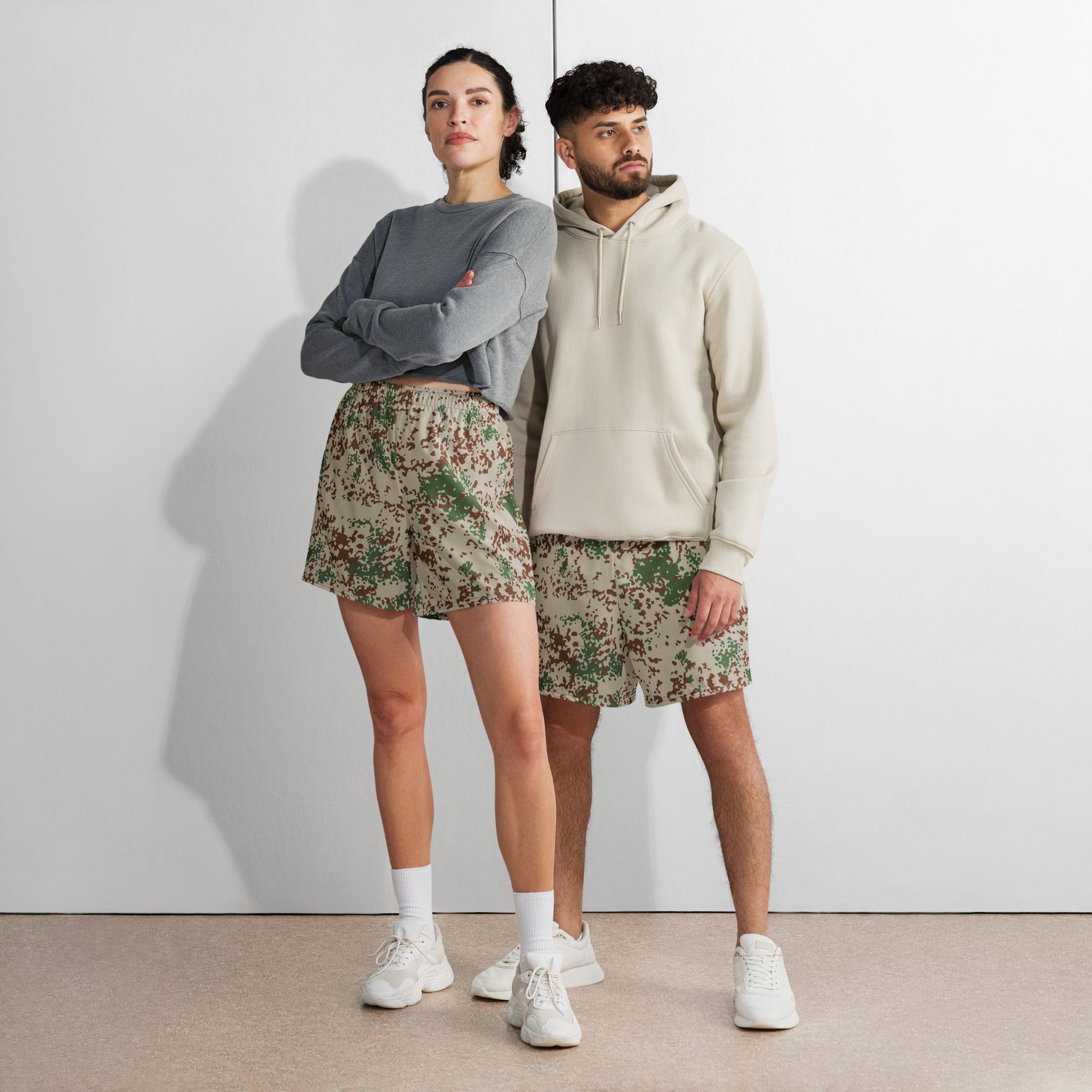 German Flecktarn Wüstentarn Desert CAMO Unisex Athletic Long Shorts