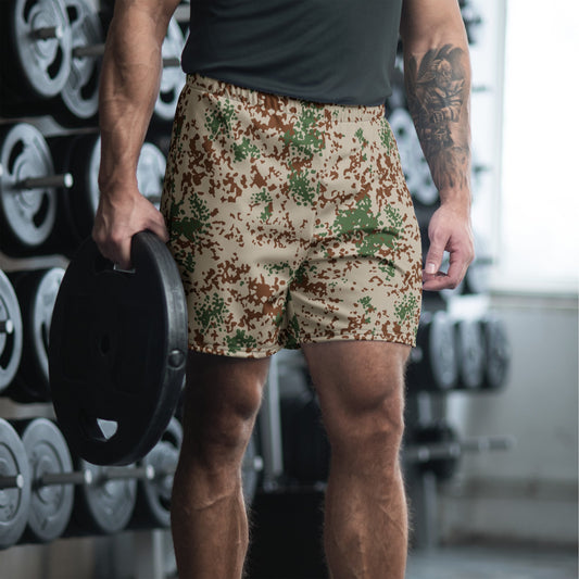 German Flecktarn Wüstentarn Desert CAMO Unisex Athletic Long Shorts - XS