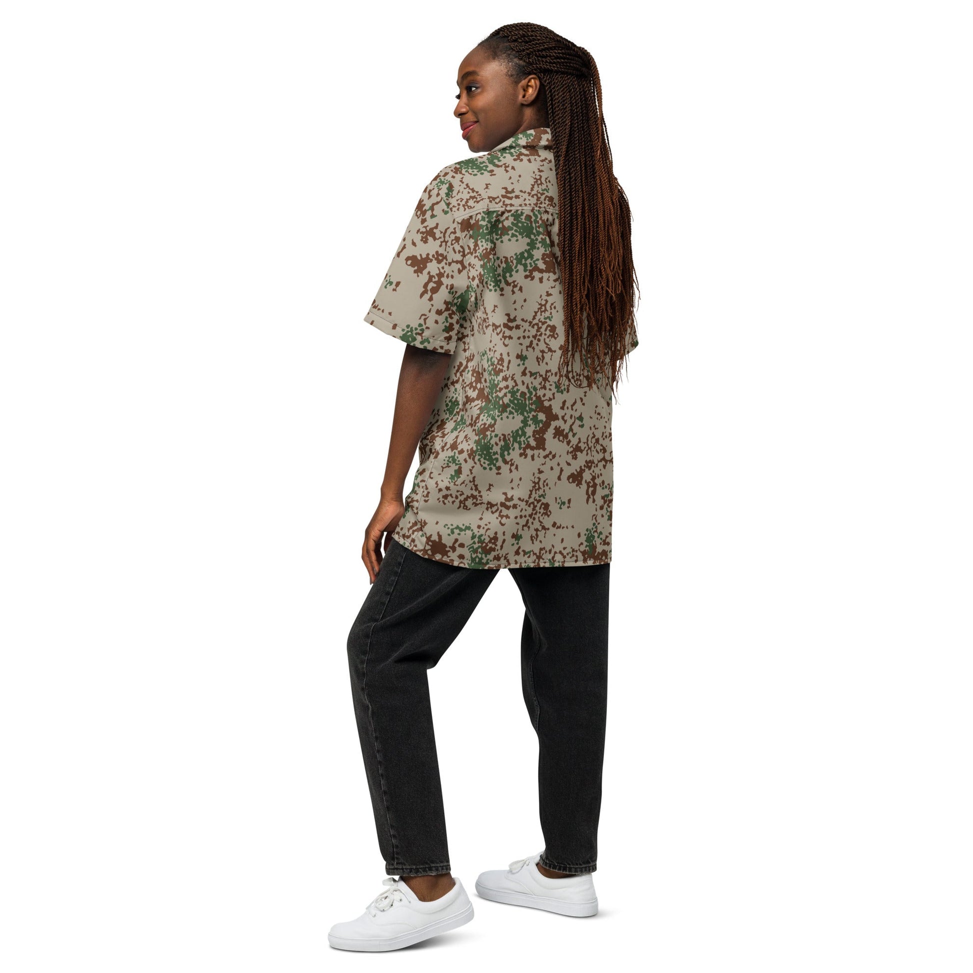 German Flecktarn Wüstentarn Desert CAMO Unisex Short-Sleeve Button Shirt