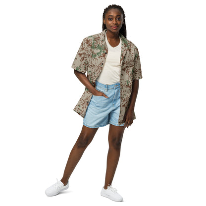 German Flecktarn Wüstentarn Desert CAMO Unisex Short-Sleeve Button Shirt