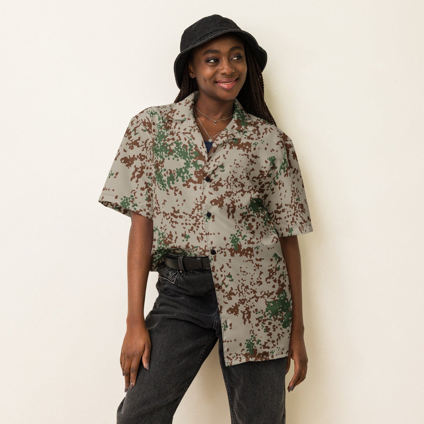 German Flecktarn Wüstentarn Desert CAMO Unisex Short-Sleeve Button Shirt