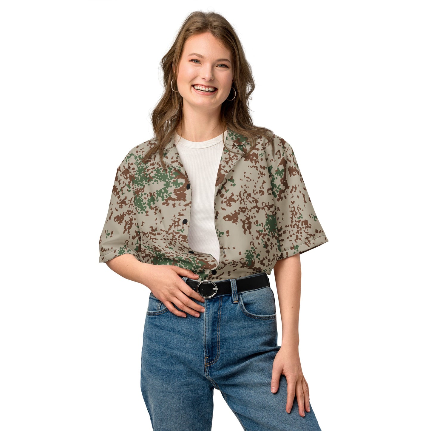 German Flecktarn Wüstentarn Desert CAMO Unisex Short-Sleeve Button Shirt