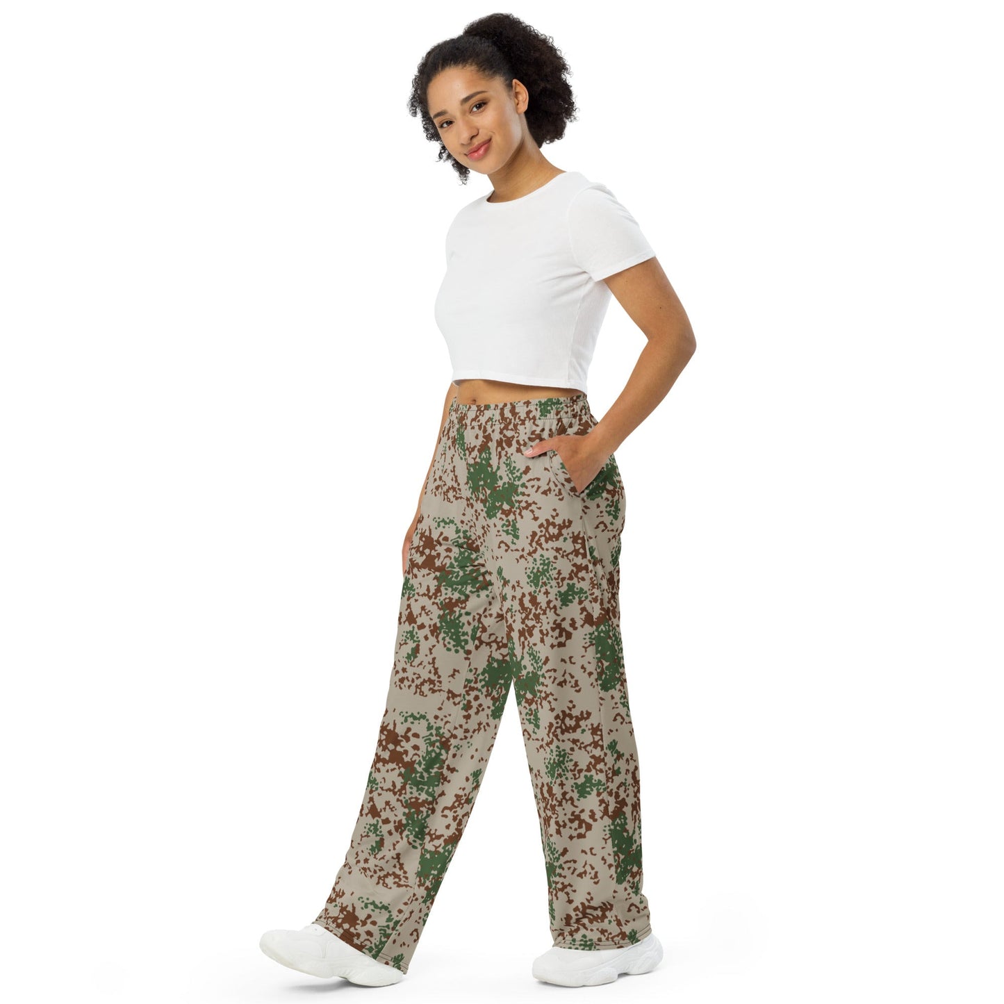 German Flecktarn Wüstentarn Desert CAMO Unisex Wide-Leg Leisure Pants