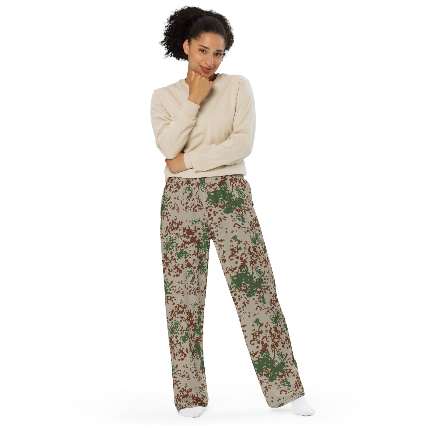 German Flecktarn Wüstentarn Desert CAMO Unisex Wide-Leg Leisure Pants