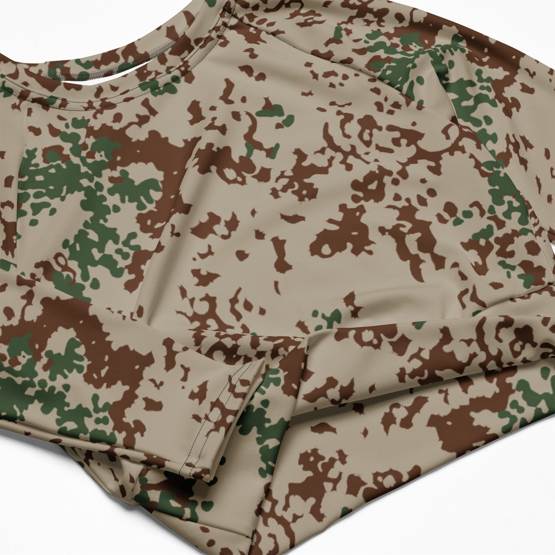 German Flecktarn Wüstentarn Desert CAMO Womens Long-Sleeve Crop Top