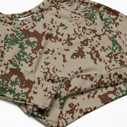 German Flecktarn Wüstentarn Desert CAMO Womens Long-Sleeve Crop Top