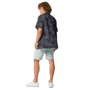 Lozenge Aircraft Night CAMO Unisex Short-Sleeve Button Shirt - Button-Up