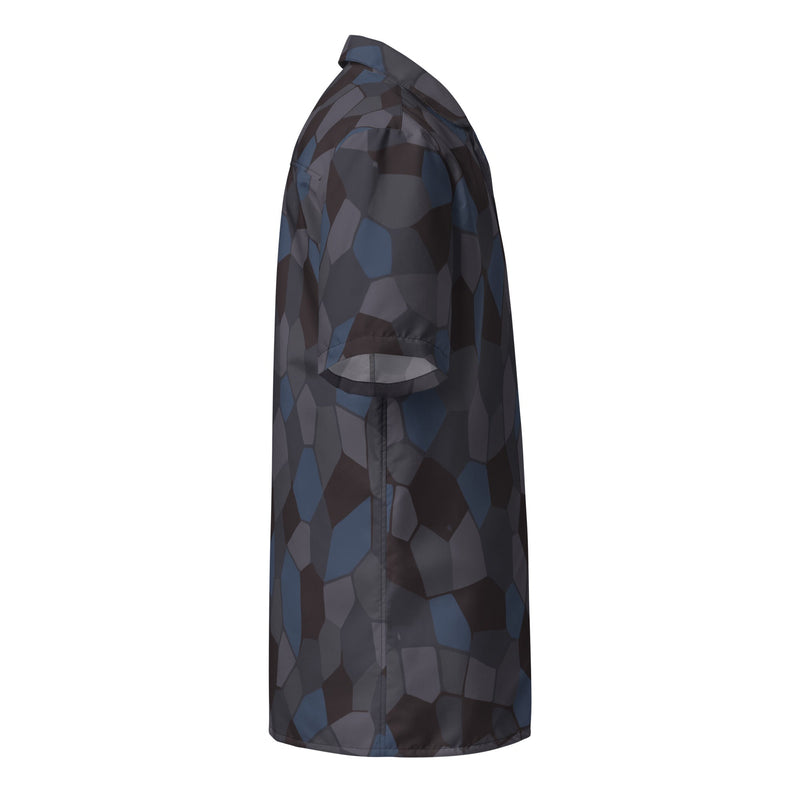 Lozenge Aircraft Night CAMO Unisex Short-Sleeve Button Shirt - Button-Up