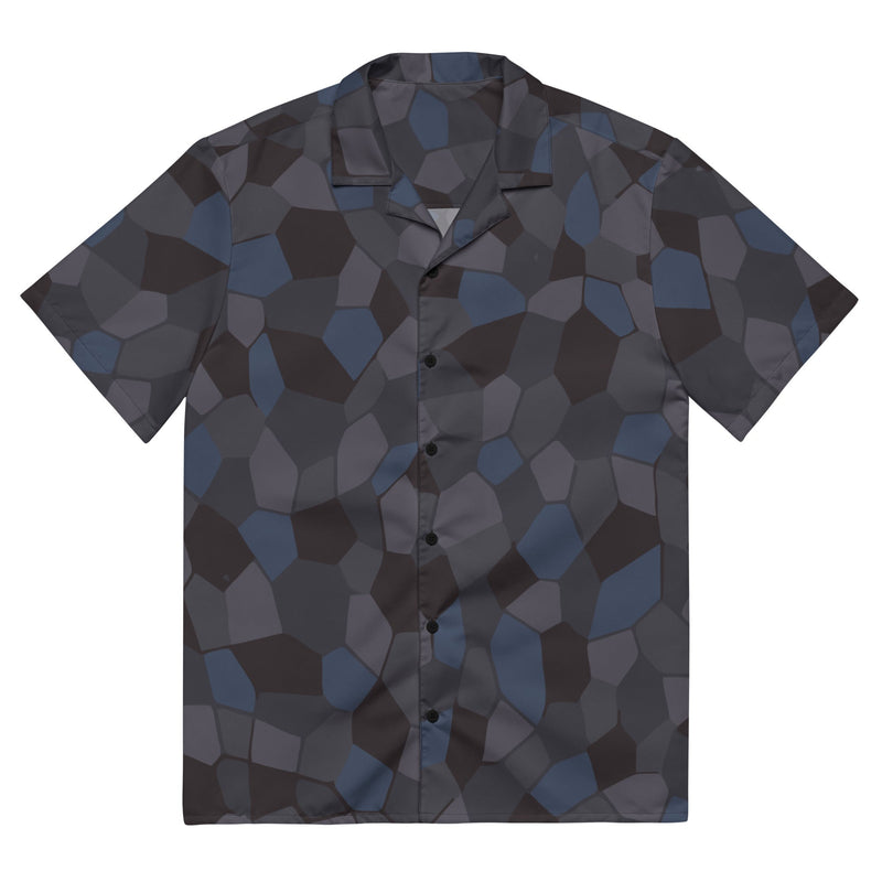 Lozenge Aircraft Night CAMO Unisex Short-Sleeve Button Shirt - 2XS - Button-Up