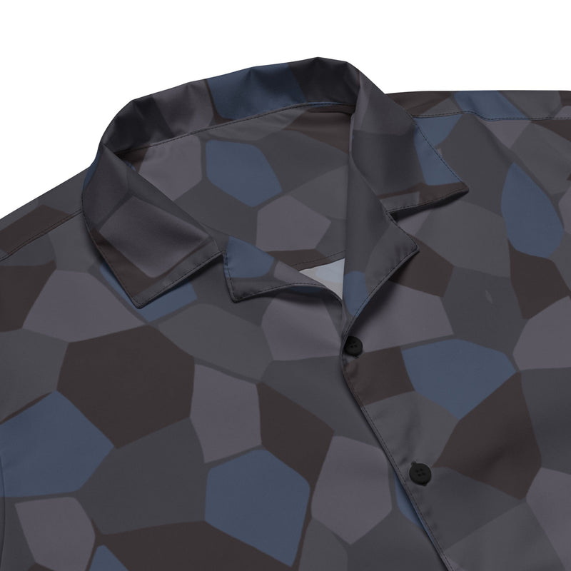 Lozenge Aircraft Night CAMO Unisex Short-Sleeve Button Shirt - Button-Up