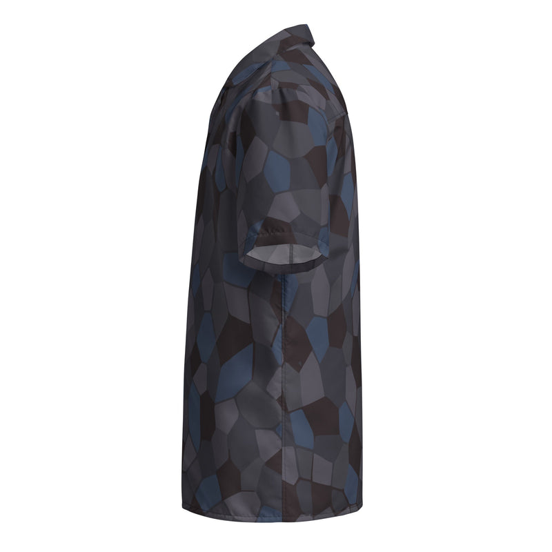 Lozenge Aircraft Night CAMO Unisex Short-Sleeve Button Shirt - Button-Up