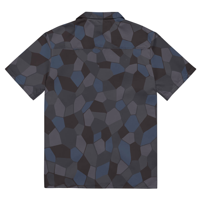 Lozenge Aircraft Night CAMO Unisex Short-Sleeve Button Shirt - Button-Up