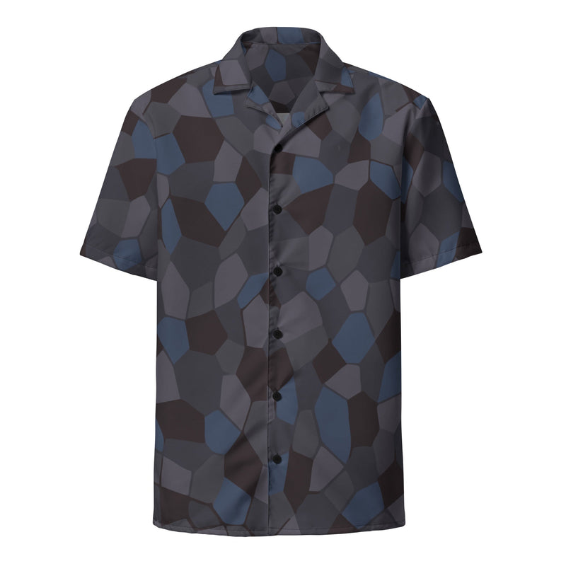 Lozenge Aircraft Night CAMO Unisex Short-Sleeve Button Shirt - Button-Up
