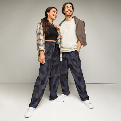 Lozenge Aircraft Night CAMO Unisex Wide-Leg Joggers - 2XS