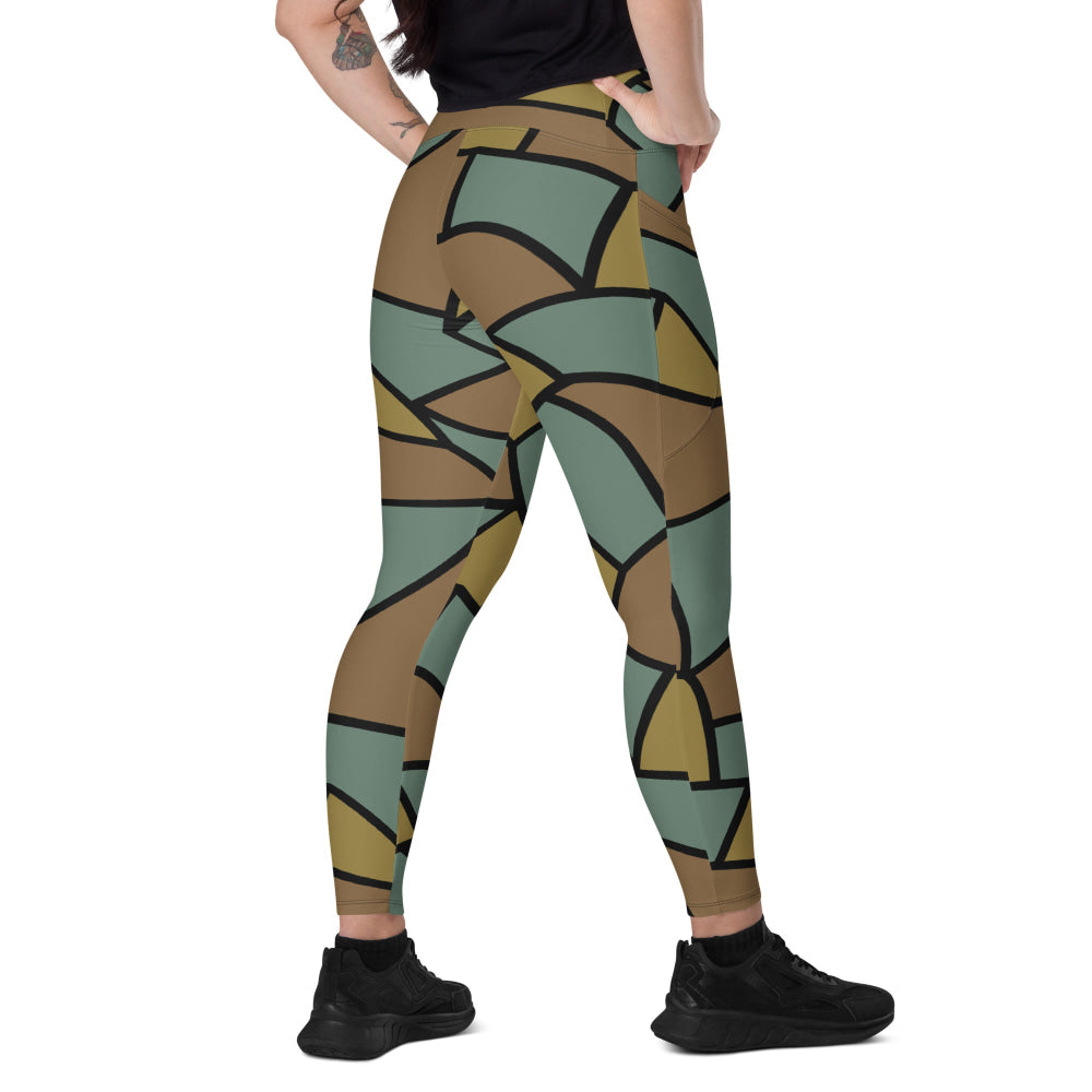 German WW1 Turtle Shell Trench Stahlhelm CAMO Leggings with pockets - 2XS - Womens With Pockets