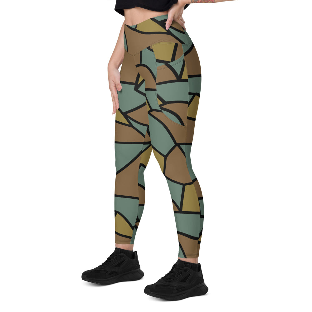 German WW1 Turtle Shell Trench Stahlhelm CAMO Leggings with pockets - Womens With Pockets