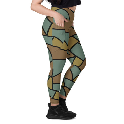 German WW1 Turtle Shell Trench Stahlhelm CAMO Leggings with pockets - Womens With Pockets