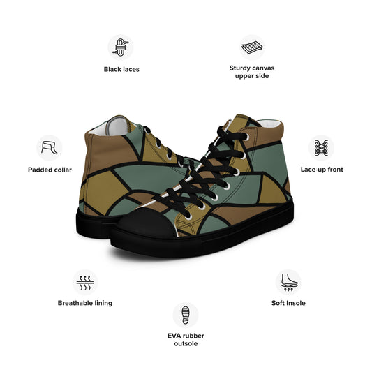 German WW1 Turtle Shell Trench Stahlhelm CAMO Mens high top canvas shoes - High Top Canvas Shoes