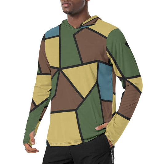 German WW1 Turtle Shell Trench Stahlhelm CAMO Mens Sunscreen Sports Hoodie With Thumb Holes - S / White